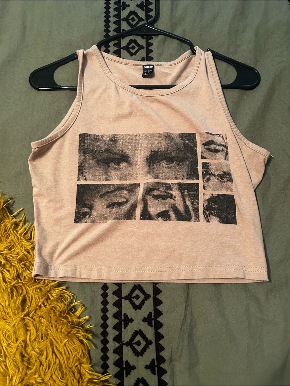 SHEIN Tan Graphic Cropped Tank